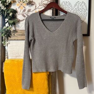 Wild Fable Gray Ribbed Knit Top